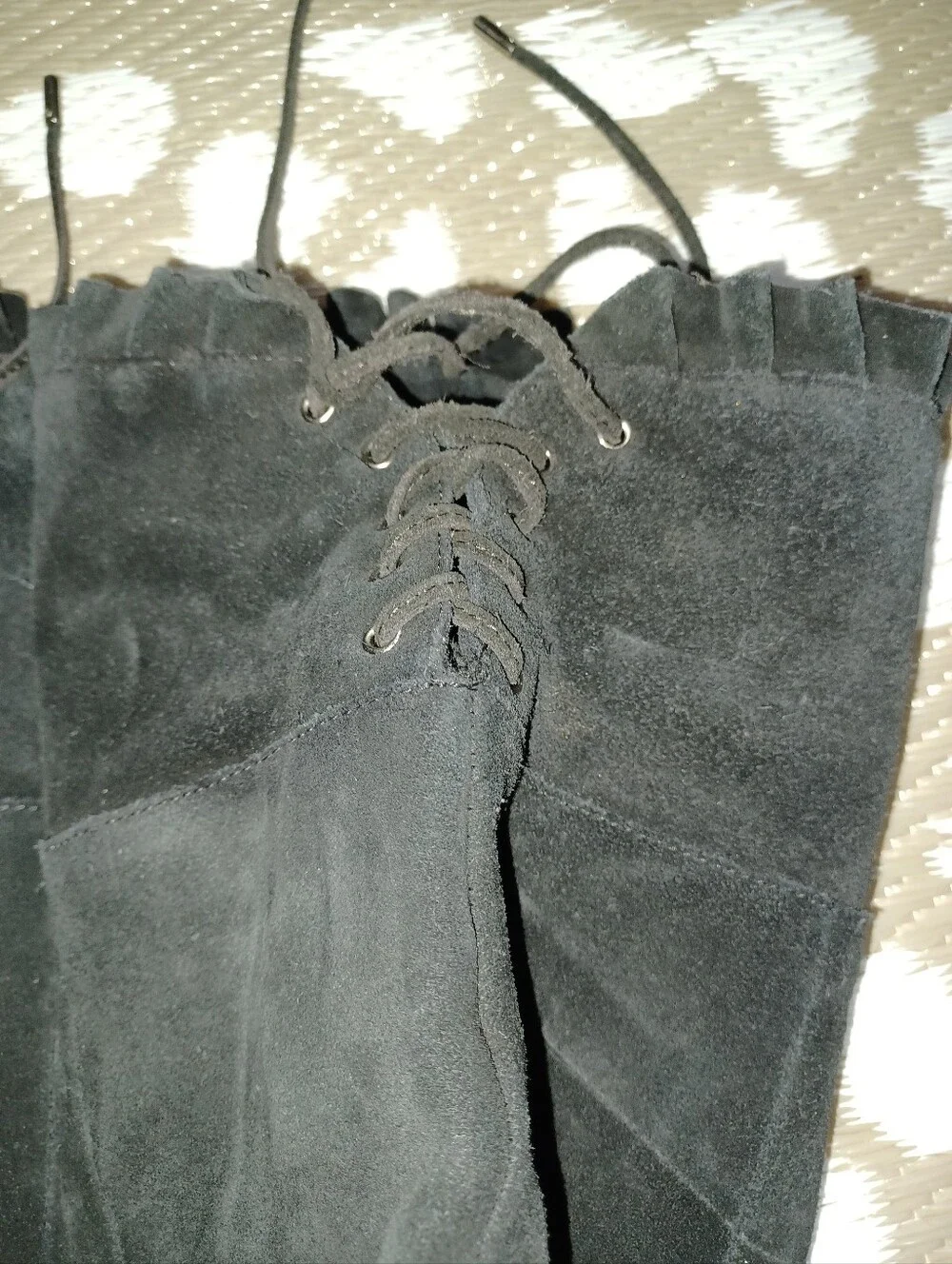Women’s Black Suede Knee-High Heeled Boots